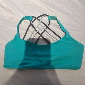 Lululemon greenish blue  Strappy Sports Bra with Intricate Back Design